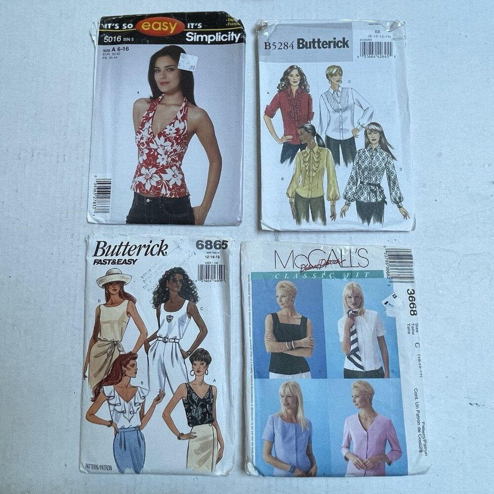 Sewing Pattern‎ Womens Top Blouse Shirt Y2K Butterick 6865 B6284 McCalls 3668